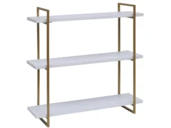 MCW Wandregal K78 60x60x18cm Weiß Metall Gold* Schweberegale