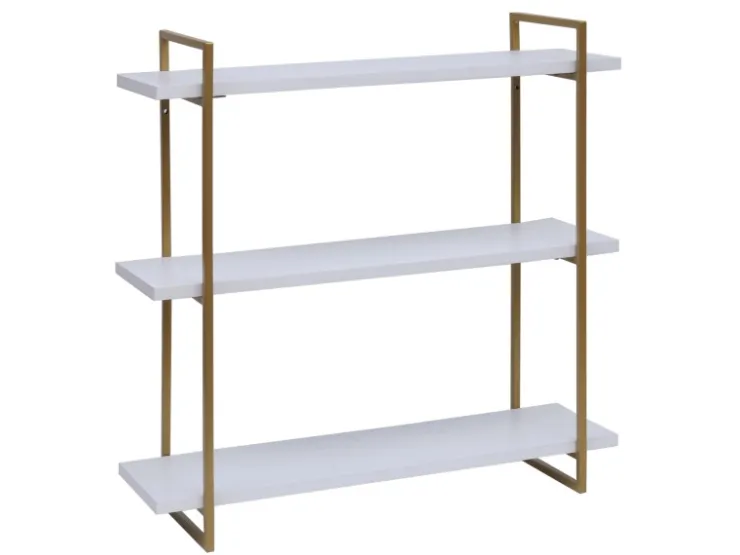 MCW Wandregal K78 60x60x18cm Weiß Metall Gold* Schweberegale