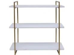 MCW Wandregal K78 60x60x18cm Weiß Metall Gold* Schweberegale