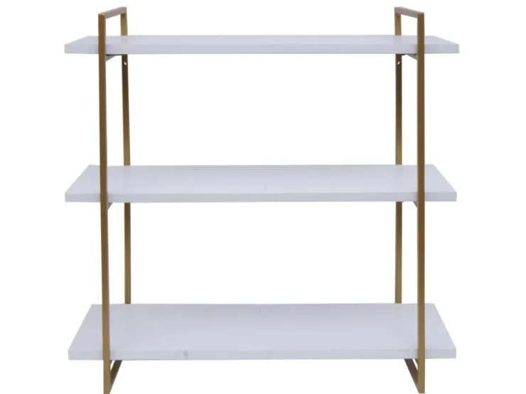 MCW Wandregal K78 60x60x18cm Weiß Metall Gold* Schweberegale