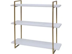 MCW Wandregal K78 60x60x18cm Weiß Metall Gold* Schweberegale