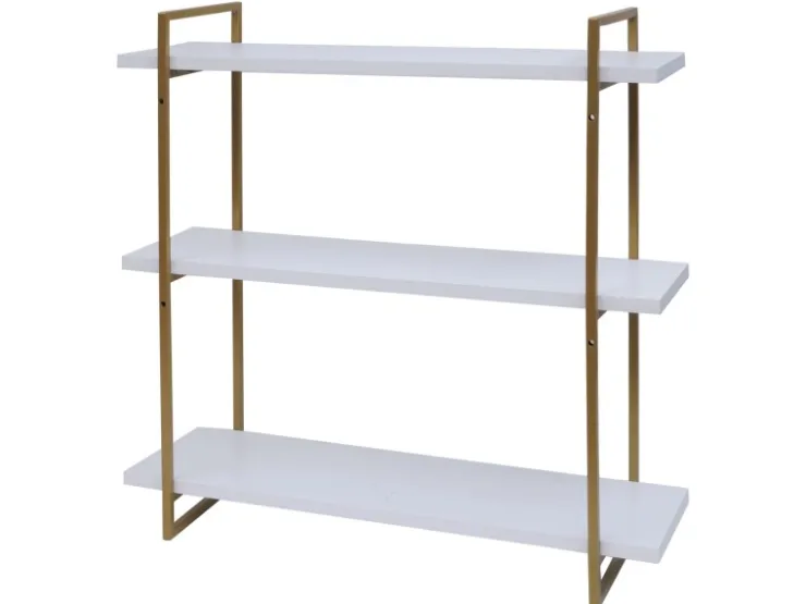MCW Wandregal K78 60x60x18cm Weiß Metall Gold* Schweberegale