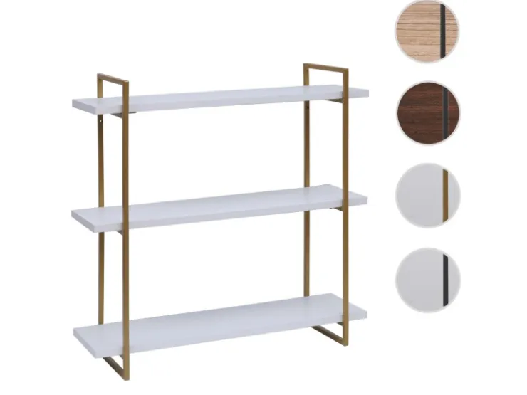 MCW Wandregal K78 60x60x18cm Weiß Metall Gold* Schweberegale