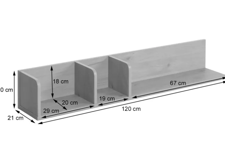 MCW Wandregal M48 20x120x21cm