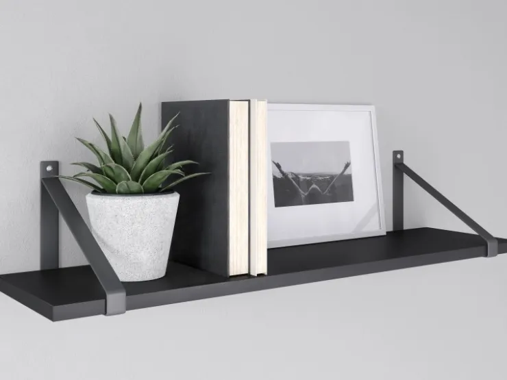 MDF-Wandregal Oldham 1,8 cm x 60 cm x 20 cm Schwarz
