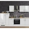 Menke Küchenzeile White Premium 300 cm Lack Weiß Hochglanz-Asteiche Nachbildung