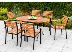 Merxx Gartenmöbel-Set Schlossgarten 7-teilig Stapelsessel 140 cm x 90 cm* Windlichter