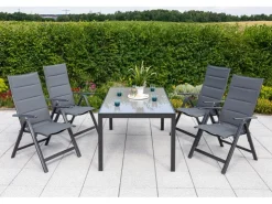 Merxx Taviano Set 5-tlg. 4 Klappsessel Gartentisch 150 x 90 cm Grau
