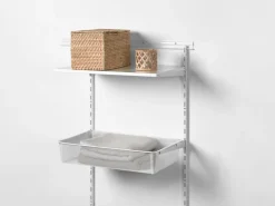 Metall-Drahtgitterkorb 12 cm x 39 cm x 60 cm Weiß-Matt* Regal Weiß|Metallregale