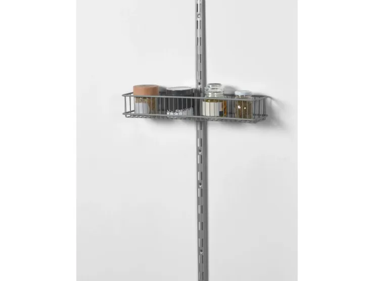 Metall-Drahtkorb 2-reihig 13,5 cm x 43,5 cm Weiß-Alu
