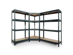 AR Shelving Metall-Eck-Schwerlast-Steckregal Rivet Anthrazit 180 cm x 90 cm x 45 cm x 65 cm* Eckregale|Holzregale