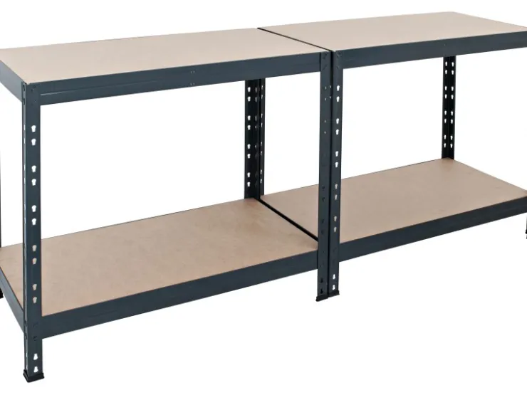 AR Shelving Metall-Schwerlast-Steckregal Rivet Anthrazit 180 cm x 90 cm x 45 cm 4 Böden* Holzregale