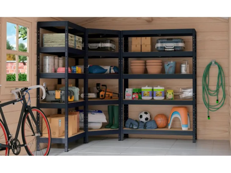 AR Shelving Metall-Schwerlast-Steckregal Rivet Anthrazit 180 cm x 90 cm x 45 cm 4 Böden* Holzregale