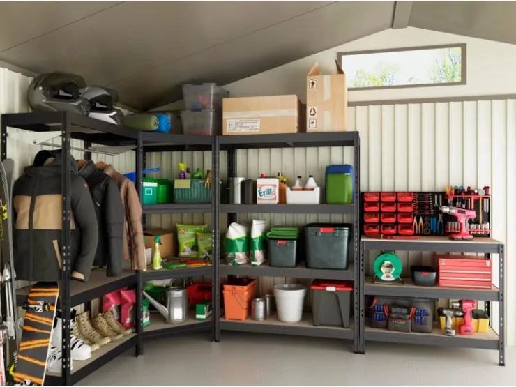AR Shelving Metall-Schwerlast-Steckregal Rivet Anthrazit 180 cm x 90 cm x 45 cm 4 Böden* Holzregale