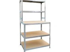 Metall-Werkbank mit Regalaufsatz Verzinkt 180 cm x 100 cm x 60 cm
