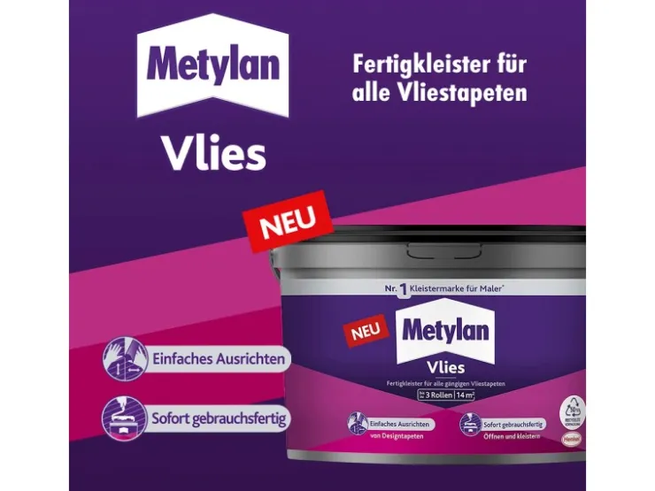 Metylan Fertigkleister Vlies 3 kg Eimer Transparent* Malerbedarf