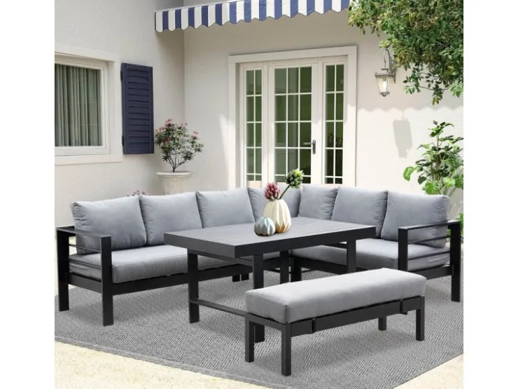 MeXo Aluminium Lounge-Set mit Esstisch für 8 Personen* Kissenbezüge