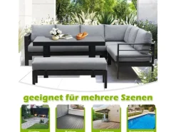 MeXo Aluminium Lounge-Set mit Esstisch für 8 Personen* Kissenbezüge
