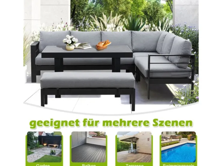MeXo Aluminium Lounge-Set mit Esstisch für 8 Personen* Kissenbezüge