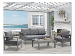 MeXo Gartenmöbel Set aus Aluminium Loungeset für 5 Personen* Kissenbezüge