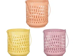 Mica Decorations Windlicht Hellrosa Violett Gelb Ø 15 cm Farbsortiert