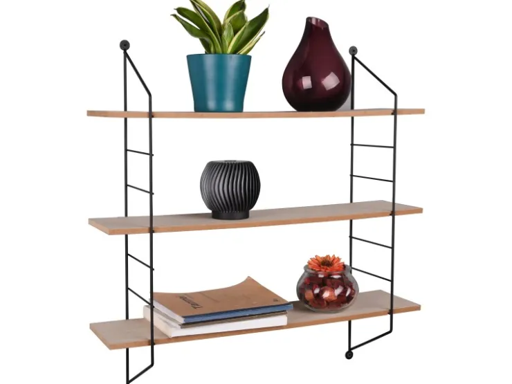 Mirrors & More Metall-Wandregal Ella mit Holz 60 cm x 62 cm x 14,5 cm* Schweberegale