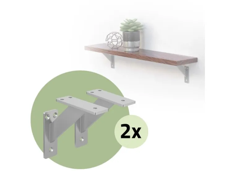 ML-Design 4 Stück Regalhalterung 120 x 120 mm Silber Aluminium Schwebende