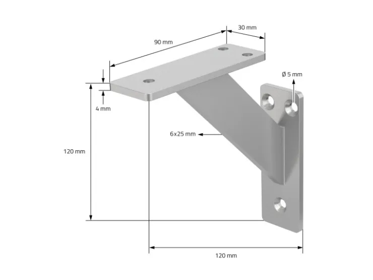 ML-Design 4 Stück Regalhalterung 120 x 120 mm Silber Aluminium Schwebende