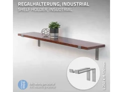 ML-Design 4 Stück Regalhalterung 25x4x14,5 cm Grau aus Metall 10 Zoll L-Form* Schweberegale