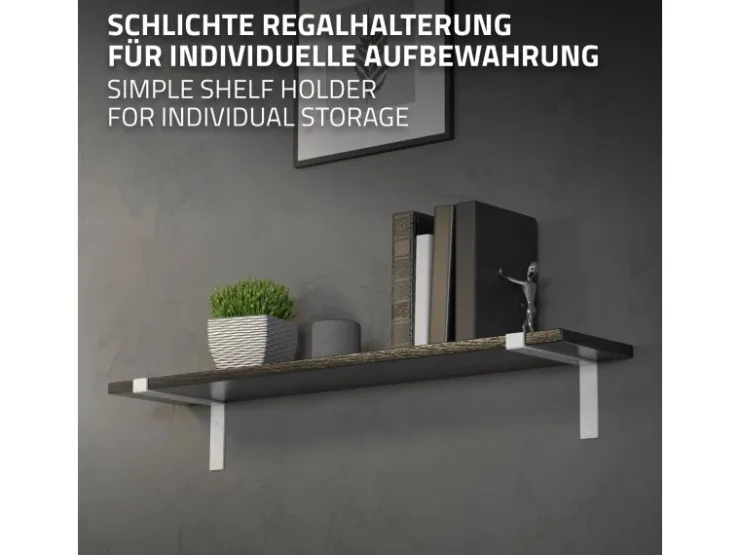 ML-Design 4 Stück Regalhalterung 25x4x14,5 cm Weiß aus Metall 10 Zoll L-Form