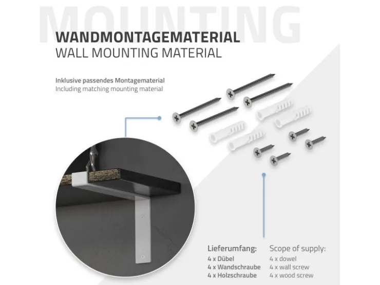 ML-Design 4 Stück Regalhalterung 25x4x14,5 cm Weiß aus Metall 10 Zoll L-Form