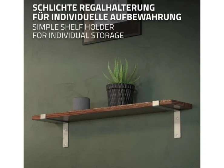 ML-Design 4 Stück Regalhalterung 20x4x14,5 cm Grau aus Metall 8 Zoll L-Form