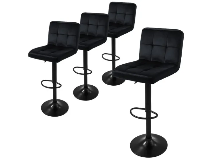ML-Design Barhocker 4Er Set Bezug aus Samt mit Rückenlehne und Fußstütze* Hocker