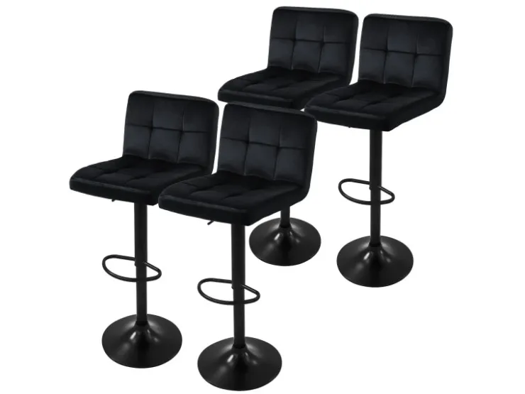 ML-Design Barhocker 4Er Set Bezug aus Samt mit Rückenlehne und Fußstütze* Hocker