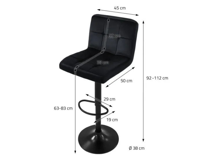 ML-Design Barhocker 4Er Set Bezug aus Samt mit Rückenlehne und Fußstütze* Hocker