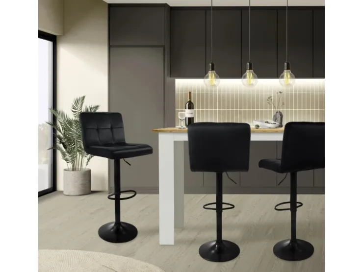 ML-Design Barhocker 4Er Set Bezug aus Samt mit Rückenlehne und Fußstütze* Hocker