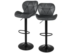 ML-Design Barhocker 2Er Set aus Samt Grau Gepolsterter Barstuhl mit Fußstütze* Hocker