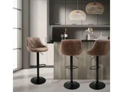 ML-Design Barhocker 4Er Set aus Kunstleder Braun Gepolsterter Stuhl* Stühle|Hocker