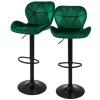 ML-Design Barhocker 2Er Set aus Samt Grün Gepolsterter Barstuhl mit Fußstütze* Hocker