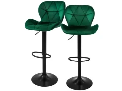 ML-Design Barhocker 2Er Set aus Samt Grün Gepolsterter Barstuhl mit Fußstütze* Hocker