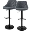 ML-Design Barhocker 2Er Set Kunstleder Anthrazit mit Rückenlehne und Fußstütze