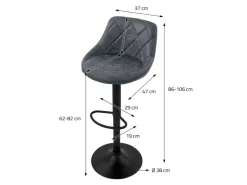 ML-Design Barhocker 2Er Set Kunstleder Anthrazit mit Rückenlehne und Fußstütze