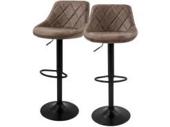 ML-Design Barhocker 2Er Set aus Kunstleder Braun mit Rückenlehne und Fußstütze* Hocker