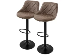 ML-Design Barhocker 2Er Set aus Kunstleder Braun mit Rückenlehne und Fußstütze* Hocker