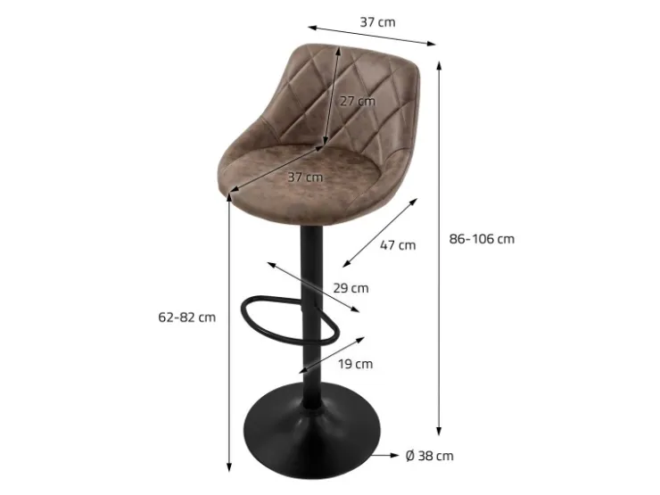 ML-Design Barhocker 2Er Set aus Kunstleder Braun mit Rückenlehne und Fußstütze* Hocker