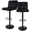 ML-Design Barhocker 2Er Set aus Samt Schwarz Barstuhl mit Rückenlehne Fußstütze