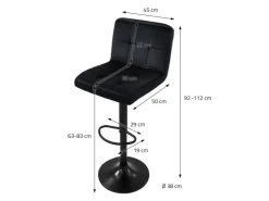 ML-Design Barhocker 2Er Set aus Samt Schwarz Barstuhl mit Rückenlehne Fußstütze