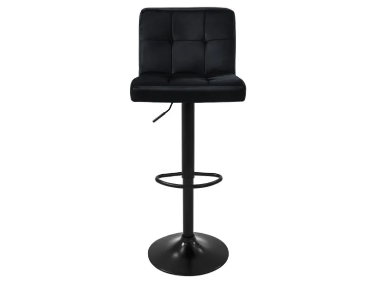 ML-Design Barhocker 2Er Set aus Samt Schwarz Barstuhl mit Rückenlehne Fußstütze