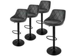 ML-Design Barhocker 4Er Set aus Samt Grau mit Rückenlehne Drehbar