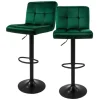 ML-Design Barhocker 2Er Set aus Samt Grün Gepolsterter Barstuhl mit Rückenlehne* Hocker